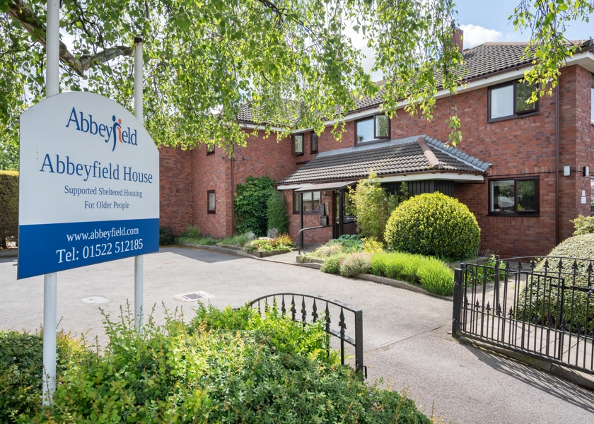 Gated entrance to Abbeyfield House, Lincoln LN1 3HJ