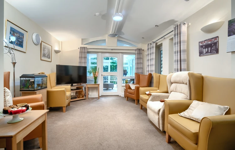 TV lounge at Abbeyfield House, Bramhall SK7 1EE