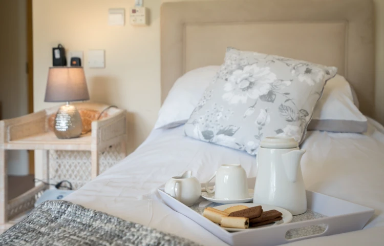 Single Bed With Tea Tray At Bradbury House