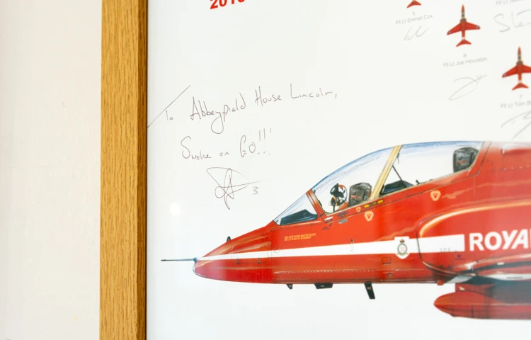 signed-red-arrows-picture-gifted-to-residents-at Abbeyfield House, Lincoln LN1 3HJ