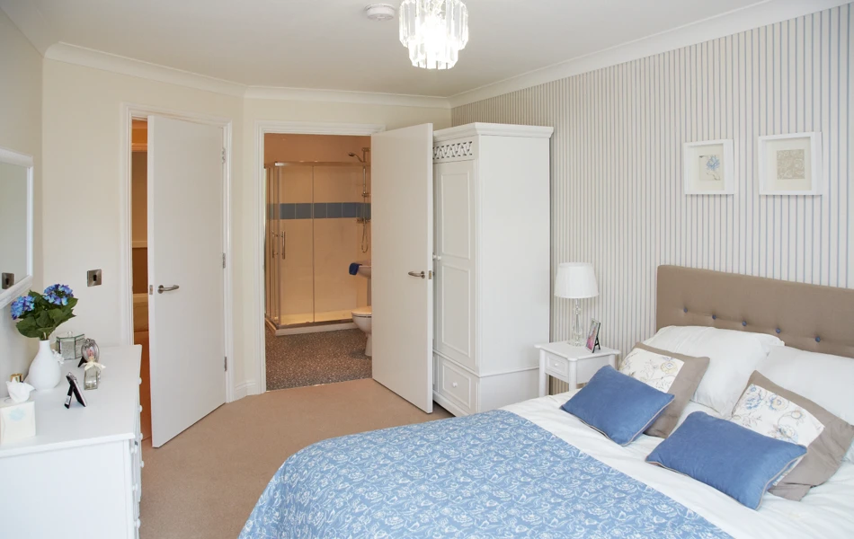 A double bedroom with en-suite in the apartments at Hampton House