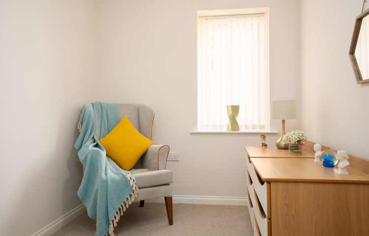 Dressing space within a one-bedroom apartment at Hope Bank View