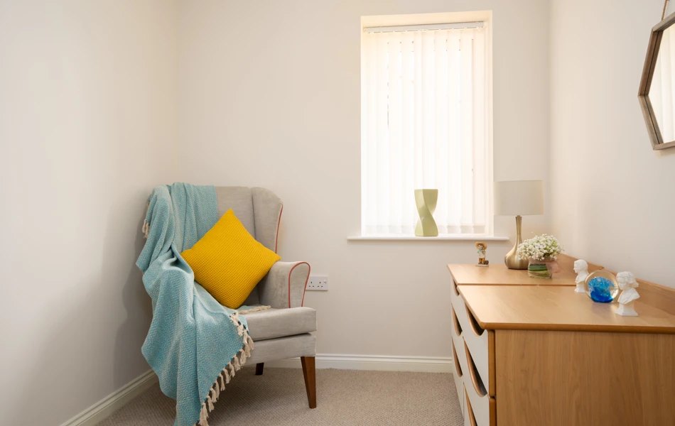 Dressing space within a one-bedroom apartment at Hope Bank View
