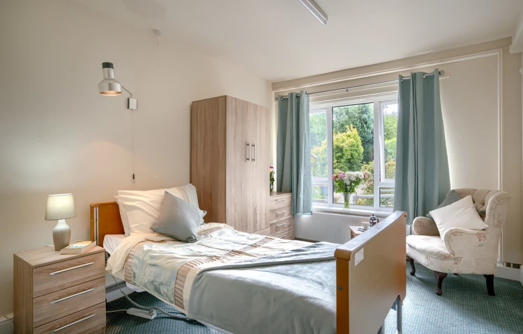 Single bedroom downstairs at Abbeyfield House, Bramhall SK7 1EE