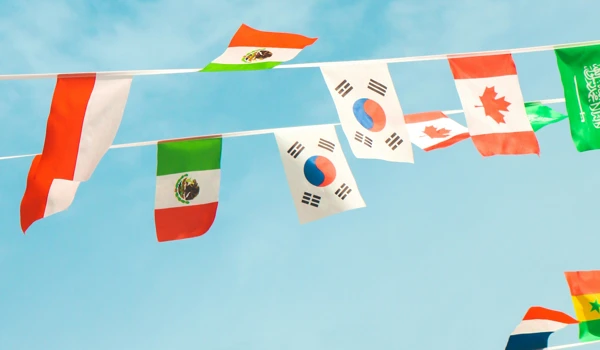 International Flags Hanging In The Sky