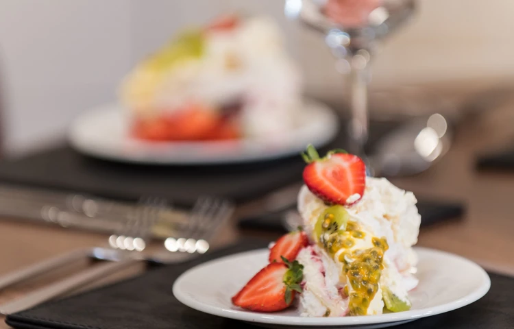 Delicious strawberry, kiwi and passion fruit dessert