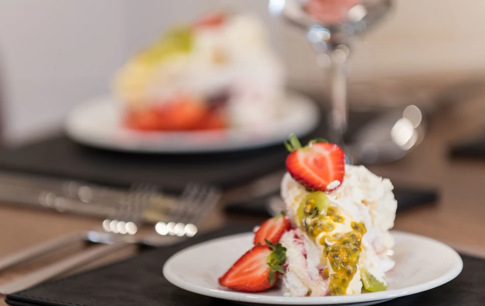 Delicious strawberry, kiwi and passion fruit dessert
