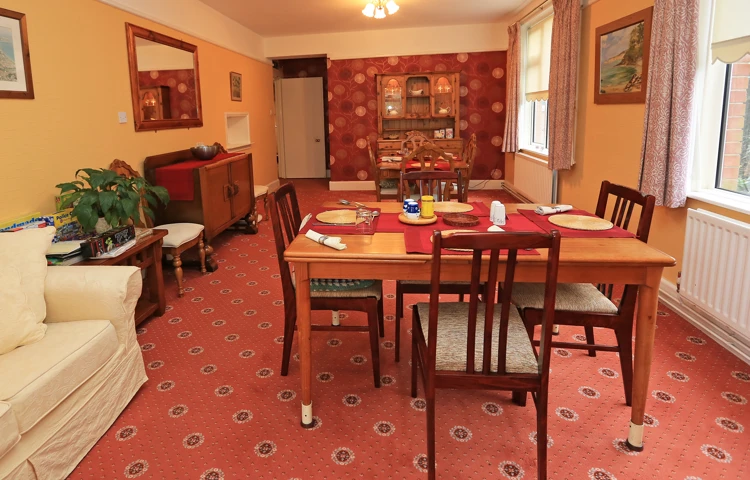 The dining room set for lunch