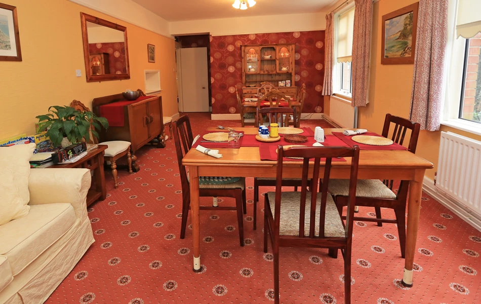 The dining room set for lunch