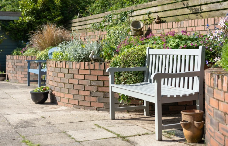 Bench And Raised Beds In The Garden At Bradbury House