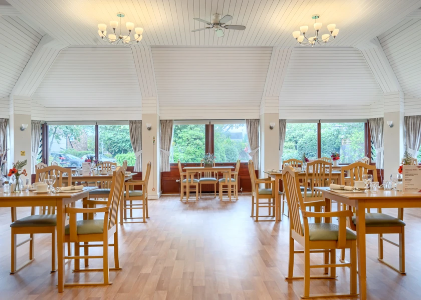 Resident dining room at Halcyon House, Formby
